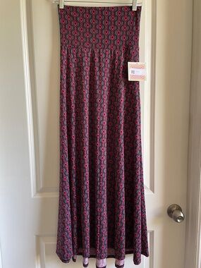 2 for $20 LuLaRoe Maxi skirt hot pink teal and black boho print slinky stretchy